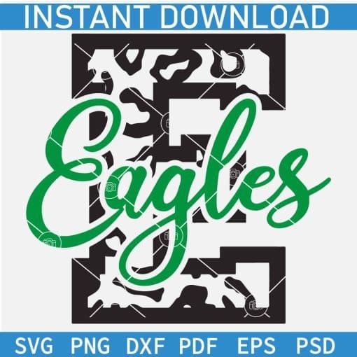 Leopard prints Letter E eagles Sports SVG