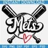 Mets baseball ball and Hit Sticks SVG