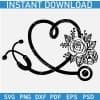 Floral Stethoscope SVG,