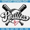 Phillies baseball ball and Hit Sticks SVG