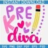Pre K Diva Pencil heart Symbols SVG