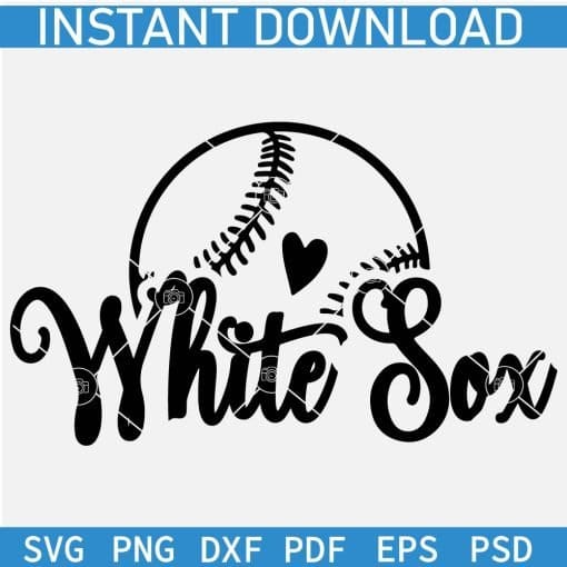 White Sox Baseball Ball with Love symbol SVG