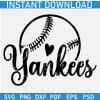 Yankees Baseball Ball with Love symbol SVG