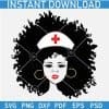 Afro Woman with Nurse Hat Earrings SVG