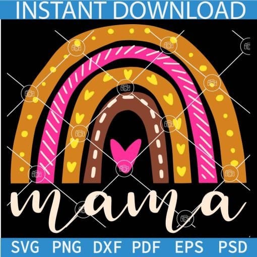Mama Boho Rainbow for black T-shirt SVG