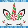 Christmas Unicorn Candy Cane SVG