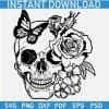 Floral Skull with Butterfly SVG