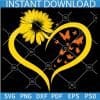 Sunflower Heart Symbol with Butterfly SVG