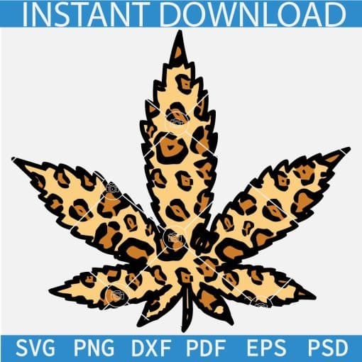 Leopard Prints Weed Leaf SVG