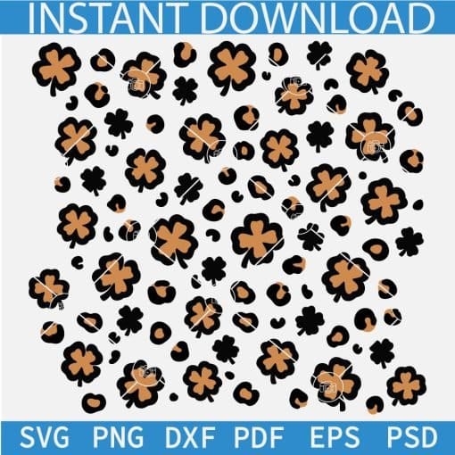 Leopard Prints and Clover Pattern Colored SVG
