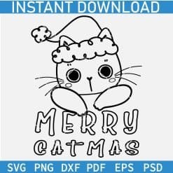 Merry Catmas Cat Sketch SVG