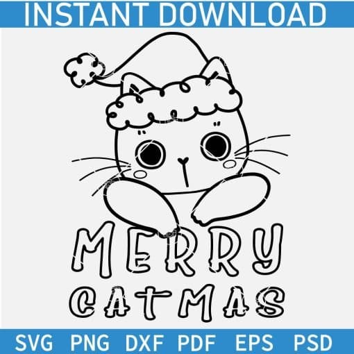 Merry Catmas Cat Sketch SVG