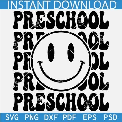 Stacked Pre School with Smiley Face SVG
