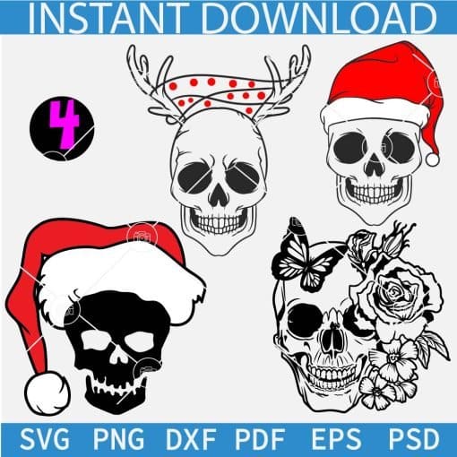 Christmas Skull Bundle SVG
