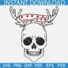 Skull with Reindeer Horns and Christmas lights SVG