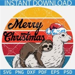Santa Alpaca carrying Sloth SVG