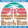 Palm Trees Inside Retro Circle Beach Bum SVG