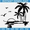 Palm Trees and ocean sunset SVG