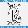 Unicorn Birthday one Outline SVG