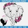 Floral Elephant Head Layered SVG