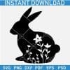 Rabbit Silhouette with flowers SVG