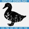 Duck Silhouette with flowers SVG