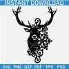 Buck and snowflakes Silhouette SVG