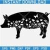 Silhouette Pig with flowers SVG