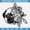 Floral Pug Head SVG