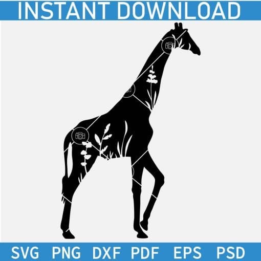 Floral Walking Giraffe SVG