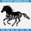 Running Silhouette Horse Floral SVG