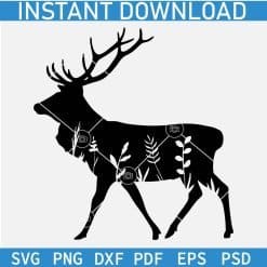 Floral buck silhouette SVG