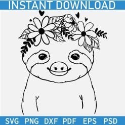 Floral Pig Head SVG