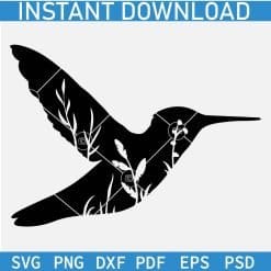 Floral Humming Bird Silhouette SVG