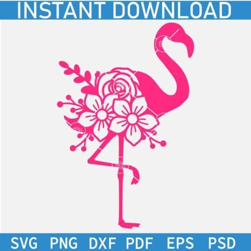 Pink Floral Flamingo SVG