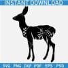 Reindeer Silhouette with flowers SVG