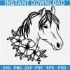 Floral Horse Head Outline SVG