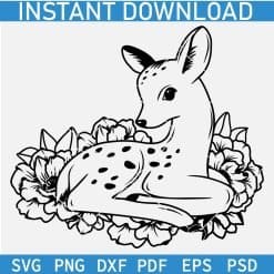 Floral Baby Deer SVG