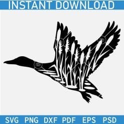 Floral Flying Duck SVG