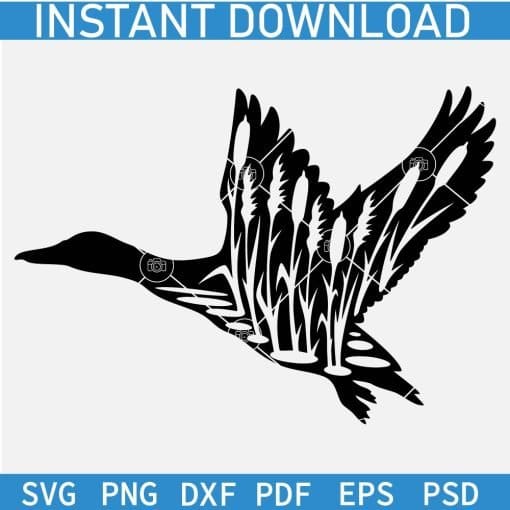 Floral Flying Duck SVG
