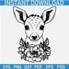 Floral Baby Deer Head SVG