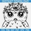 Floral Owl Head SVG
