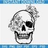 Skull with Rose Flowers SVG