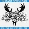 Floral Moose Skull SVG