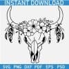 Cow Skull with Flowers SVG