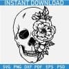 Halloween Skull with Flowers on Side SVG