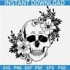 Laughing Halloween Skull with Flowers Silhouette SVG