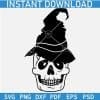 Skull with witch hat SVG