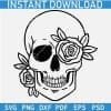 Skull with Rose Flower on Left Eye SVG