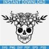  Floral Bouquet Crown Skull  SVG